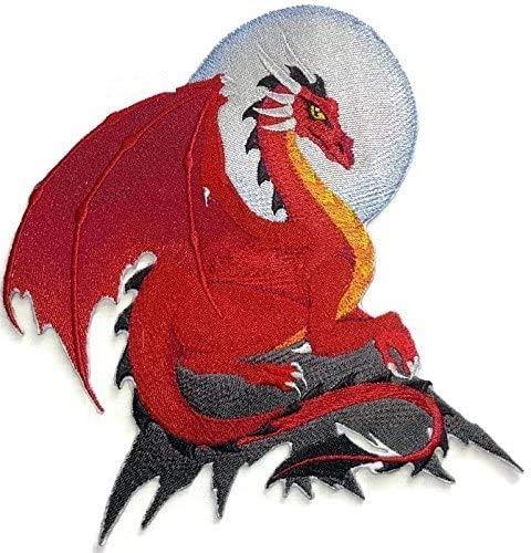 Custom Medieval Red Dragon Embroidery Iron On/Sew Patch [6.88" x 7.5"]