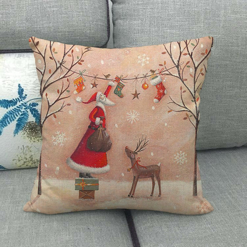 New Year Christmas Series Linen Pillowcase