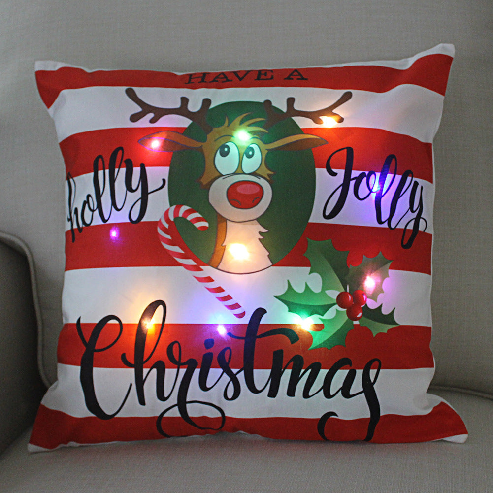 New Lantern Christmas LED Light Super Soft Short Plush Pillowcase