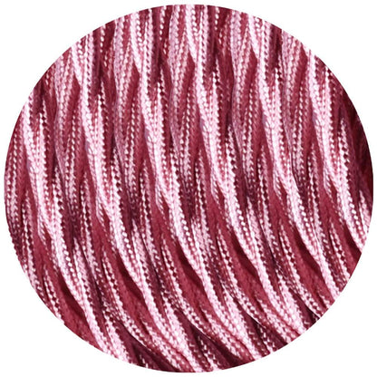 5m Shiny Pink 2 Core 8amp Twisted Electric Fabric 0.75mm Cable~1754