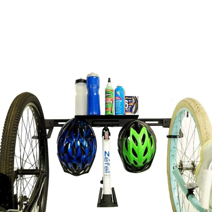 Wall Mounted Bike Rack for 2 Bikes with Storage Shelf