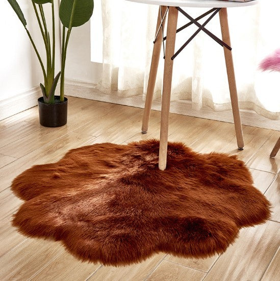 Artificial Woolen Carpet Rug Floral Shape Sheepskin Hairy Carpet Faux Mat Seat Pad Fur Warm Tapetes Floor Mat Soft Area Rug