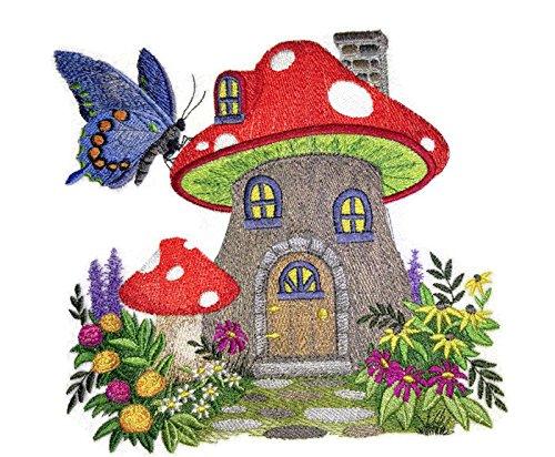 Fairy House in Toadstool Embroidered Iron on/Sew patch [7.46" X 6.92"