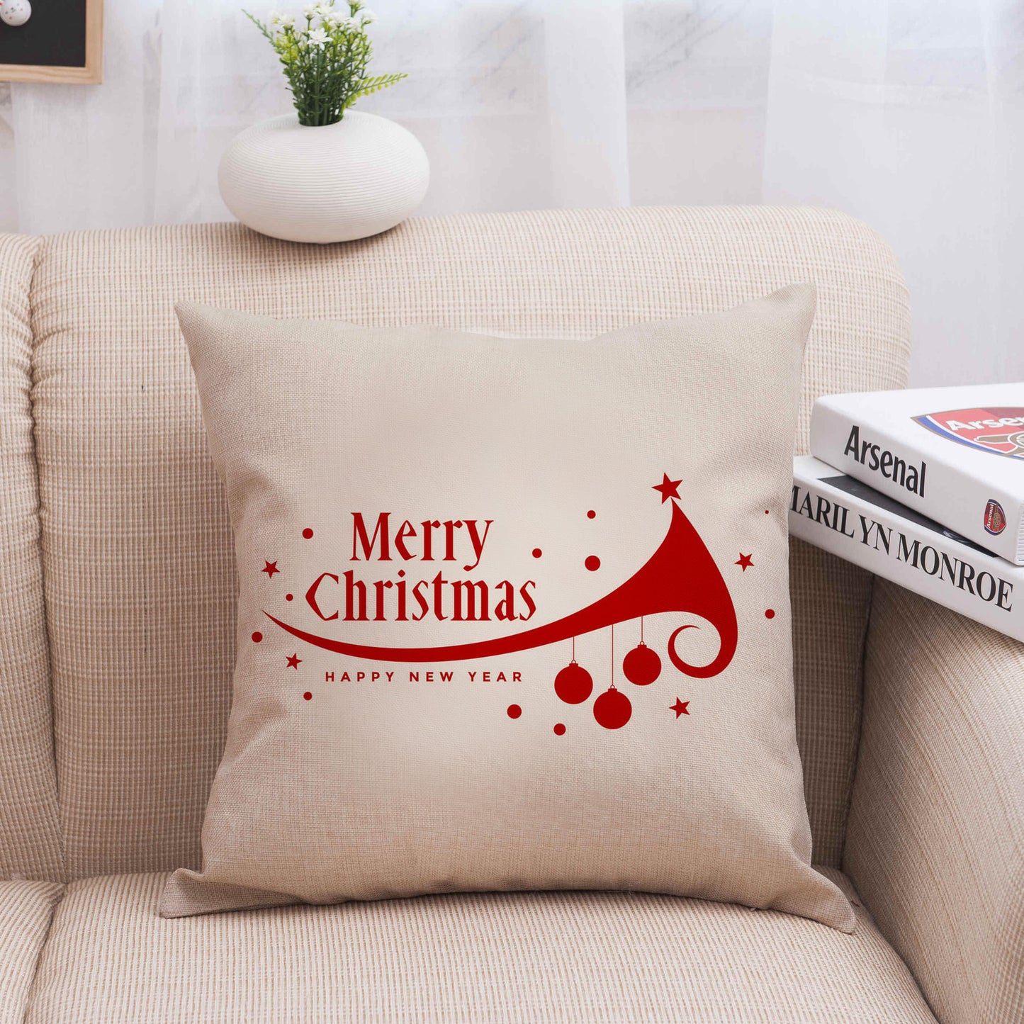 Christmas linen pillowcase