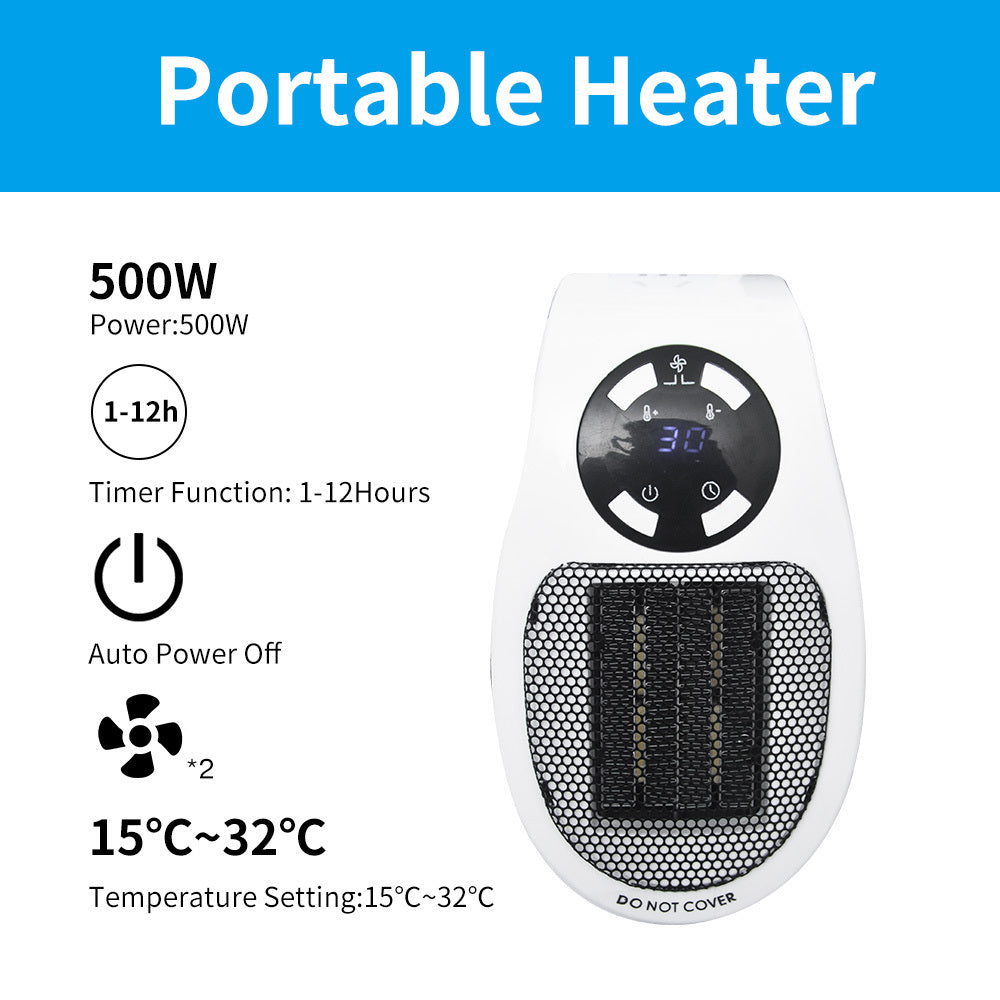 Portable Electric Heater Wall Fan Heater Handy Heating Stove Adjustable Thermostat Radiator Warmer Machine Home Appliance