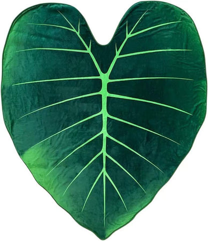 Super Soft Philodendron Gloriosum Printed Green Leaves Giant Blanket Fleece Cozy Leaf Blanket