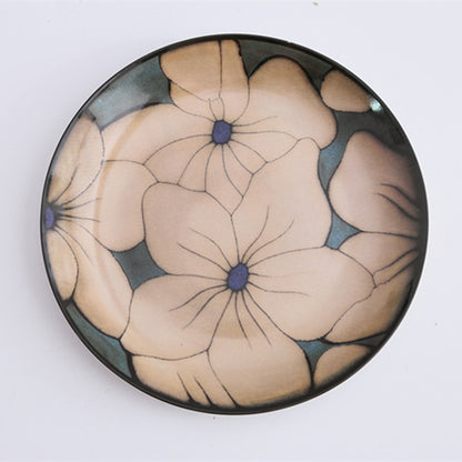 Floral round ceramic dinner plate