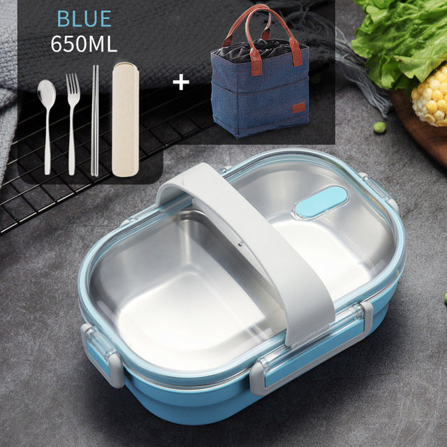 Portable Children's Lunch Box, 304 Stainless Steel Bento, Kitchen Leak Proof Food Box for Kids