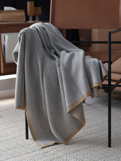 Gray Knitted Chenille Wool Cover Blanket