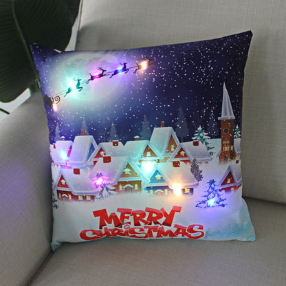 New Lantern Christmas LED Light Super Soft Short Plush Pillowcase