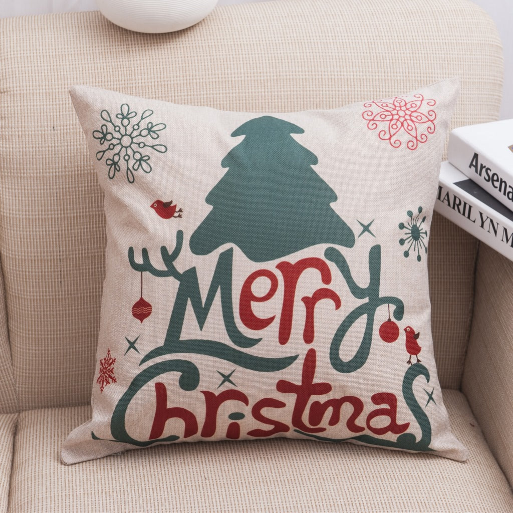 Christmas linen pillowcase