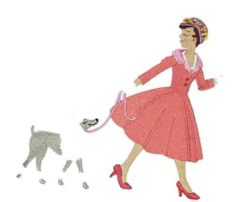 French Fashionista and Poodle Embroidered Iron On/Sew Patch [7.8" x