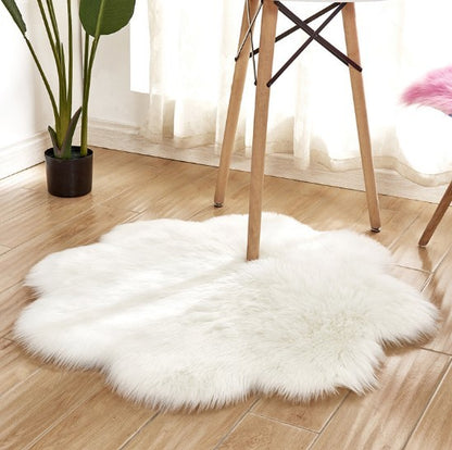 Artificial Woolen Carpet Rug Floral Shape Sheepskin Hairy Carpet Faux Mat Seat Pad Fur Warm Tapetes Floor Mat Soft Area Rug