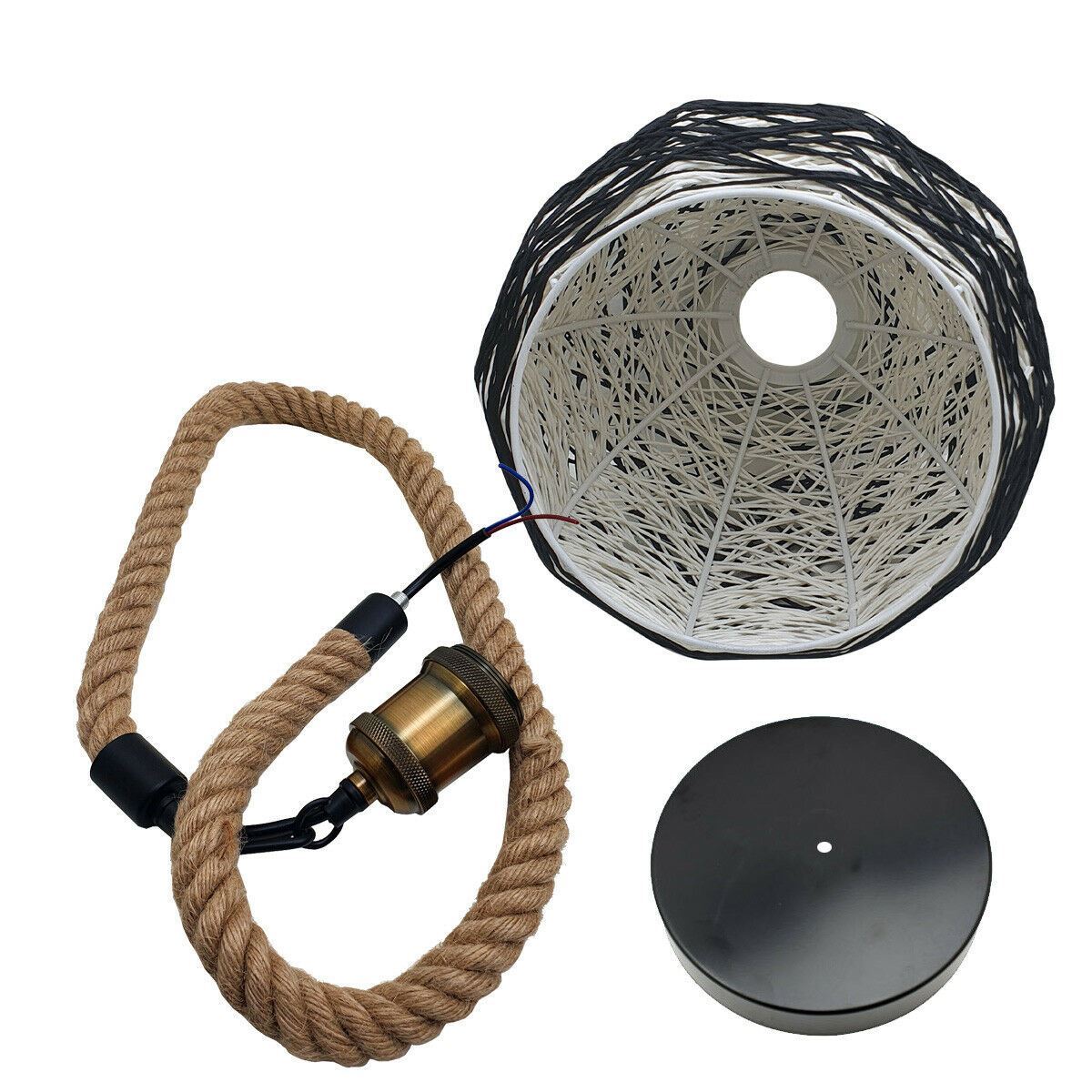 Rattan Ceiling Light lamp Hanging Hemp Rope Pendant Lamp Shade~1333