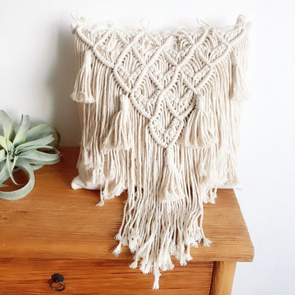 Hand-Woven Cotton Rope Tassel Cushion Pillowcase