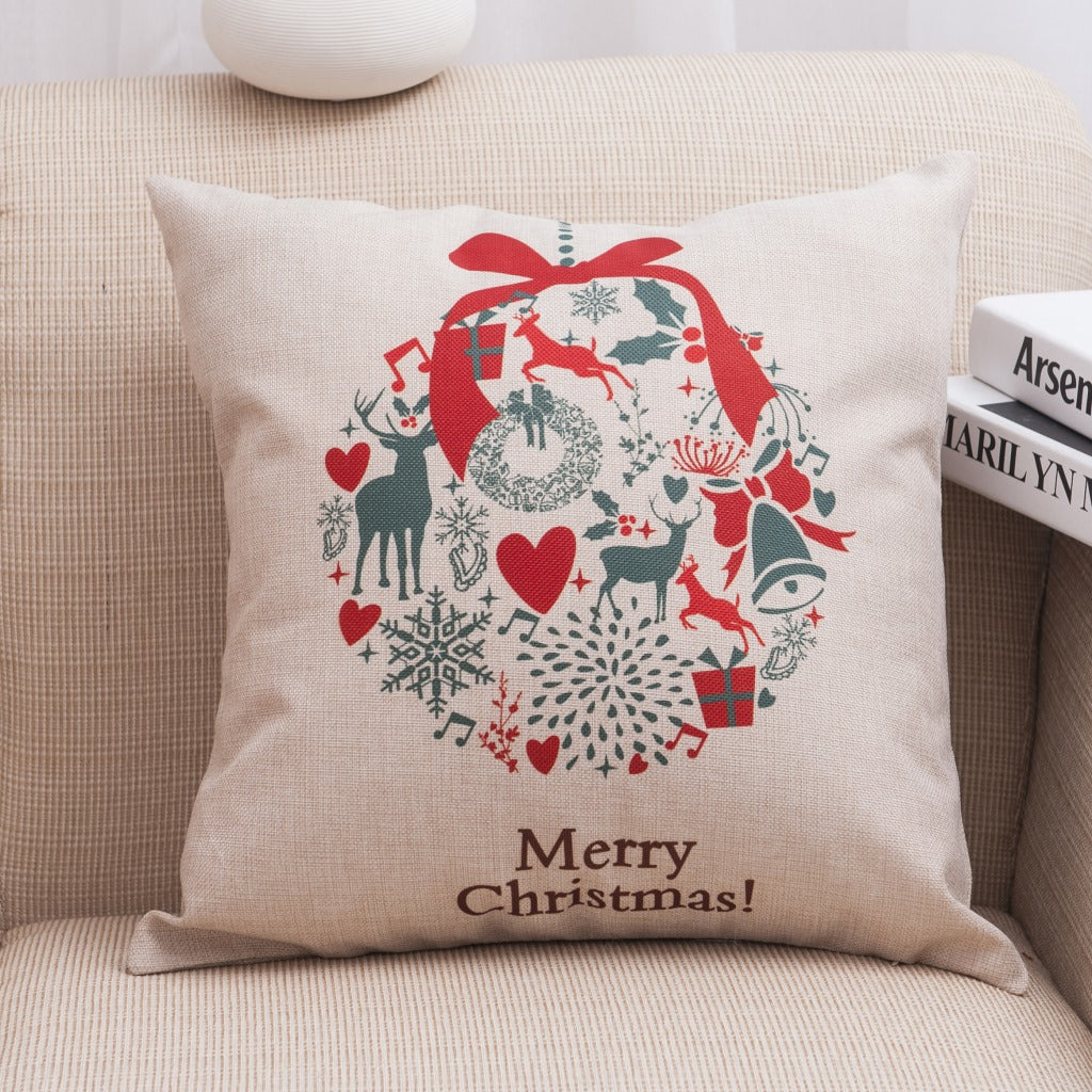 Christmas linen pillowcase