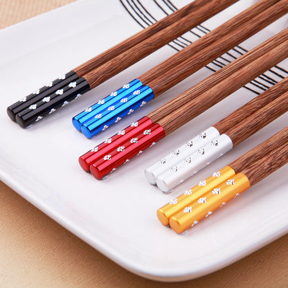 10 pairs of solid wood household alloy chopsticks