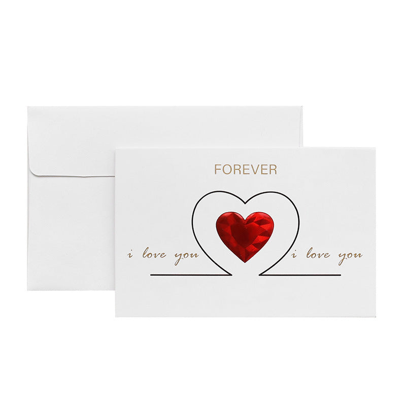 Solid Red Heart Greeting Card with Envelopes Romantic Letter I Love You Forever