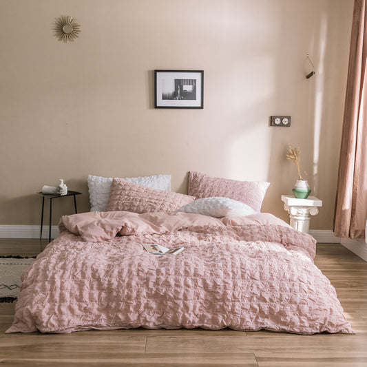 Four-piece Girl's Heart Cotton Seersucker Bed