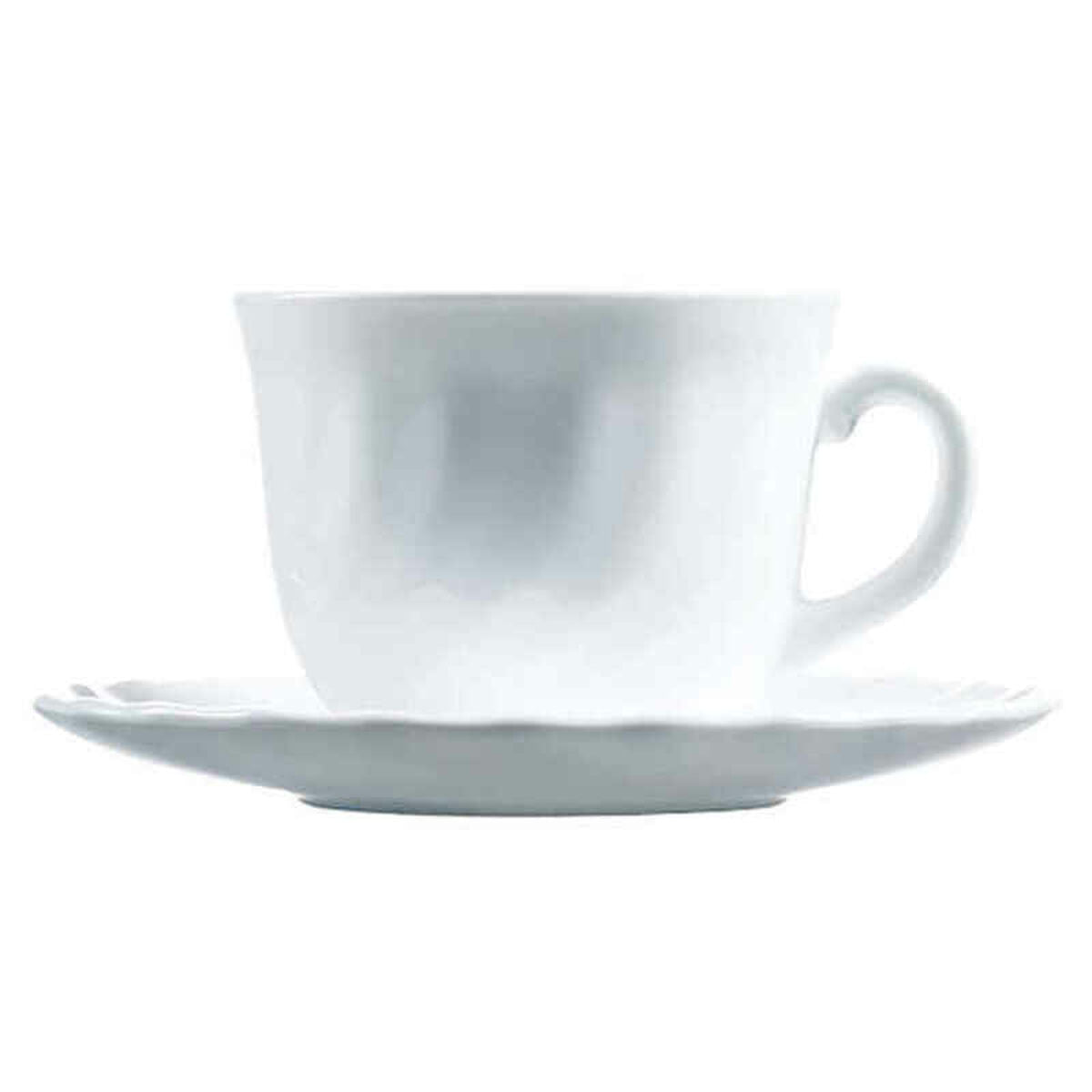 Set of Mugs with Saucers Luminarc Trianon (4 pcs) White Glass 280 ml 4