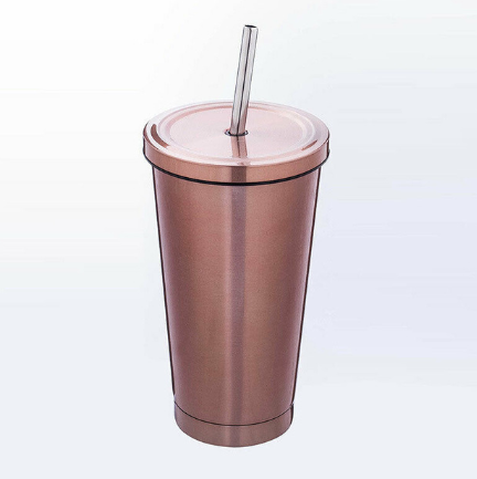 500ML Stainless Steel Empty Tumbler Coffee Cup Mug with Straw Lids Drinking Bottles