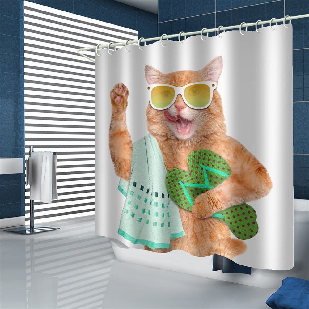 Waterproof polyester shower curtain