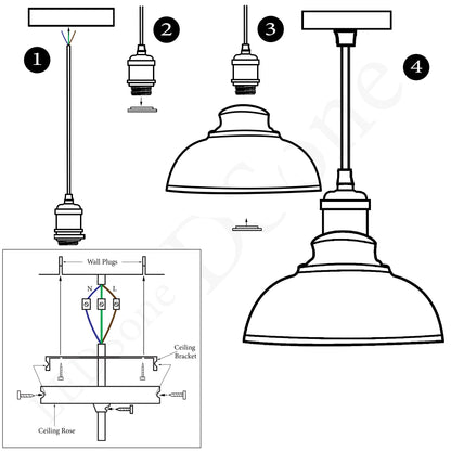 3 Pack Vintage Industrial Retro Ceiling Pendant Light Lampshade Black