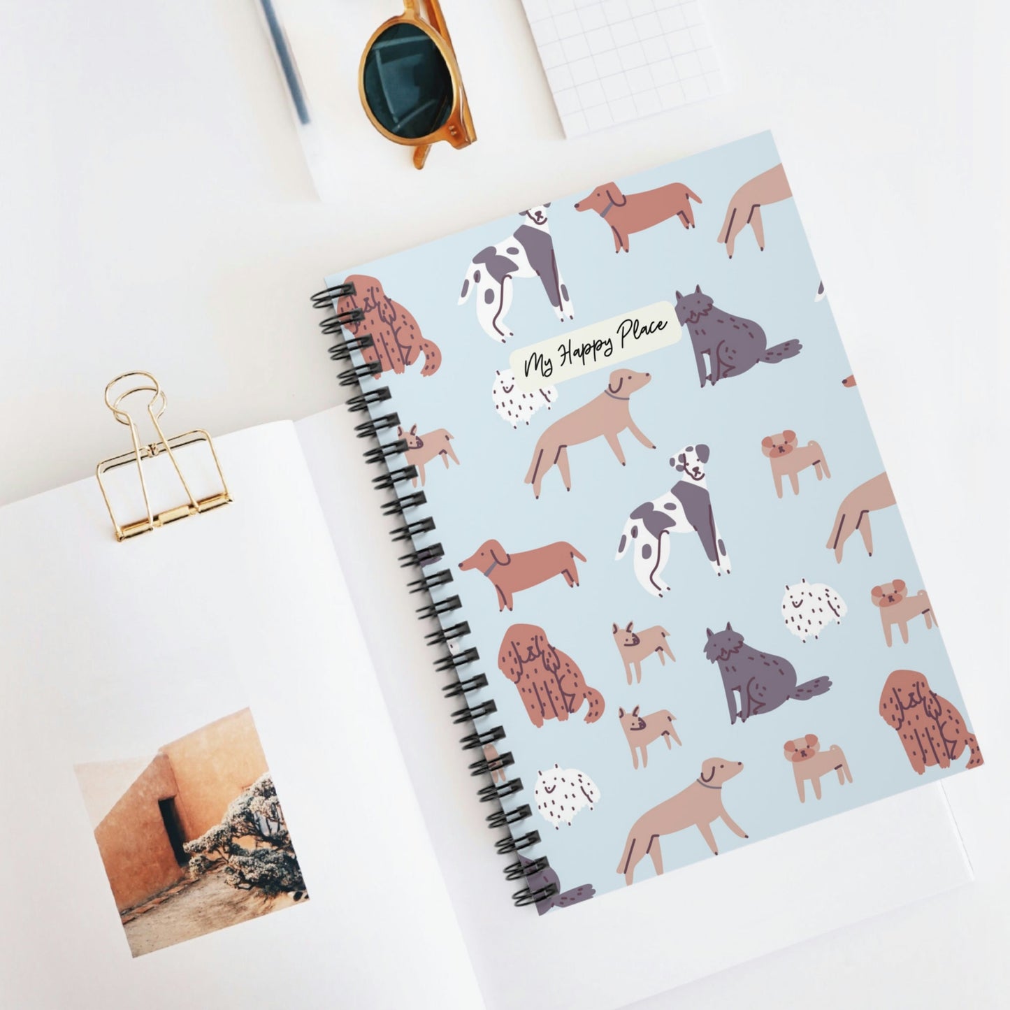 My Happy Place Dog Pattern Spiral Notebook