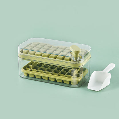 One-button Press Type Ice Mold Box Plastics Ice Cube Maker Ice Tray Mold With Storage Box With Lid Bar Kitchen Accessories