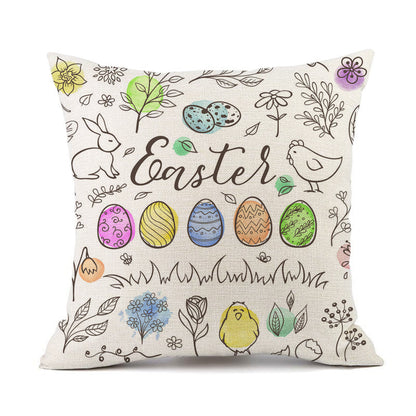 Easter Bunny Egg Cotton And Linen Cushion Case