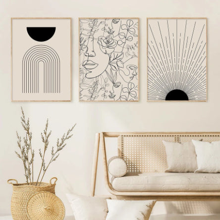 Boho Canvas Abstract Lines Home Decor