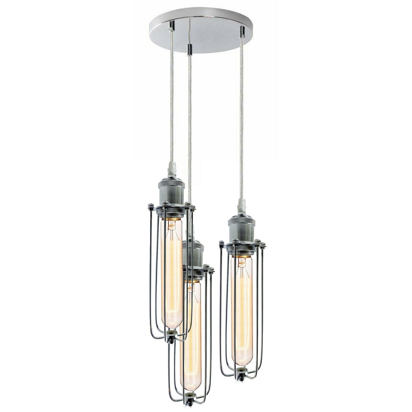 3 Way Cluster Hanging Ceiling Pendant Light E27 Chrome Light Fitting