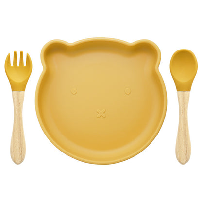 Food Supplement Tableware Set Silicone Spork Baby Products Bear Silicone Tableware