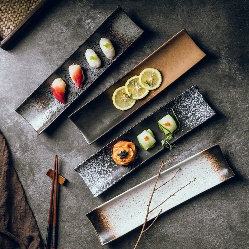 Rectangular Sushi Plate Black Simple Long Plate