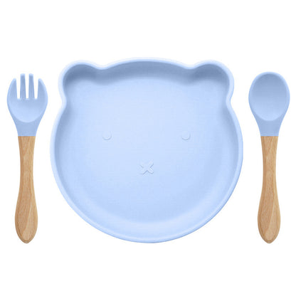 Food Supplement Tableware Set Silicone Spork Baby Products Bear Silicone Tableware