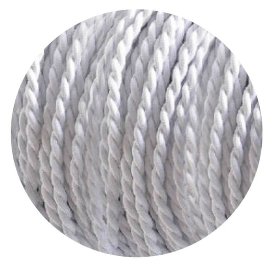 5m White 2 Core Twisted Electric Fabric 0.75mm Cable~1764