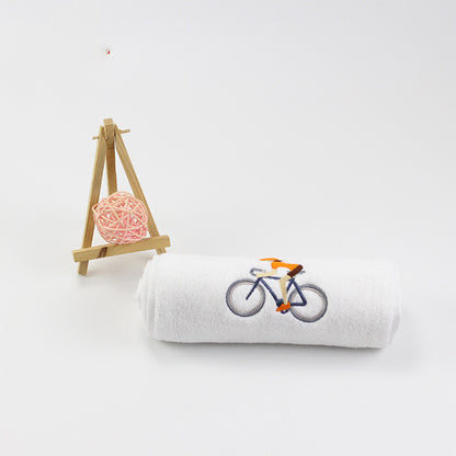 Cotton sports towel with long embroidery marathon