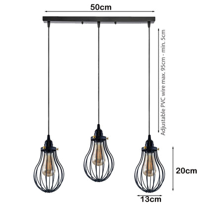 Retro Industrial Black Indoor Hanging Adjustable Pendant Light Big