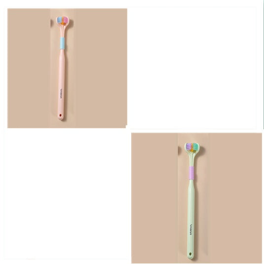 Three-sided Macaron Soft Bristle Toothbrush Care Safety Toothbrush Teeth Deep Cleaning Portable Travel