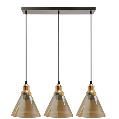 3 Outlet Industrial Retro Loft Glass Ceiling Lampshade Pendant