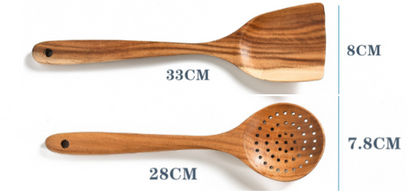 Teak Natural Wood Tableware Spoon Ladle Turner Rice Colander Soup Skimmer Cooking Tool Sets Spoon Scoop Kitchen Tools Gadgets