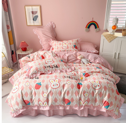 Cotton 100 Princess Wind Quilt Cover Cartoon Student Dormitory Bed