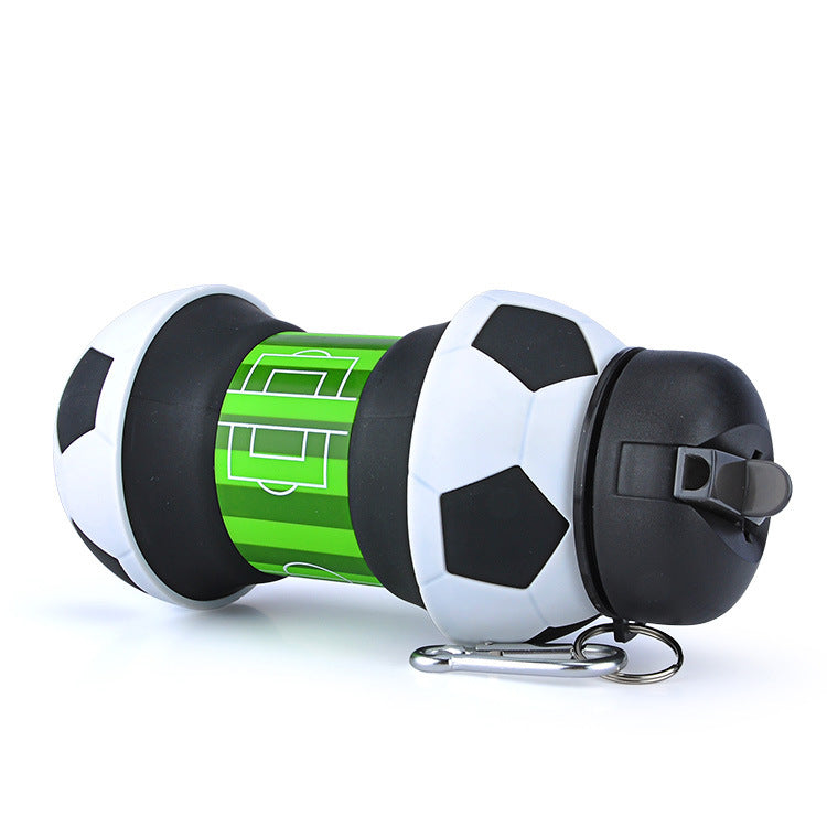 Football Soccer Silicone Water Bottle with Straw Foldable Collapsible Travel Non-toxic Bottles Innovating Camping