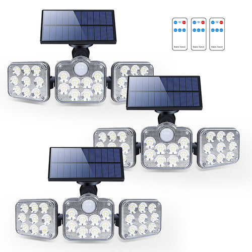 Solar Outdoor 3-Head Adjustable 360°Rotating Wide-Angle Floodlight