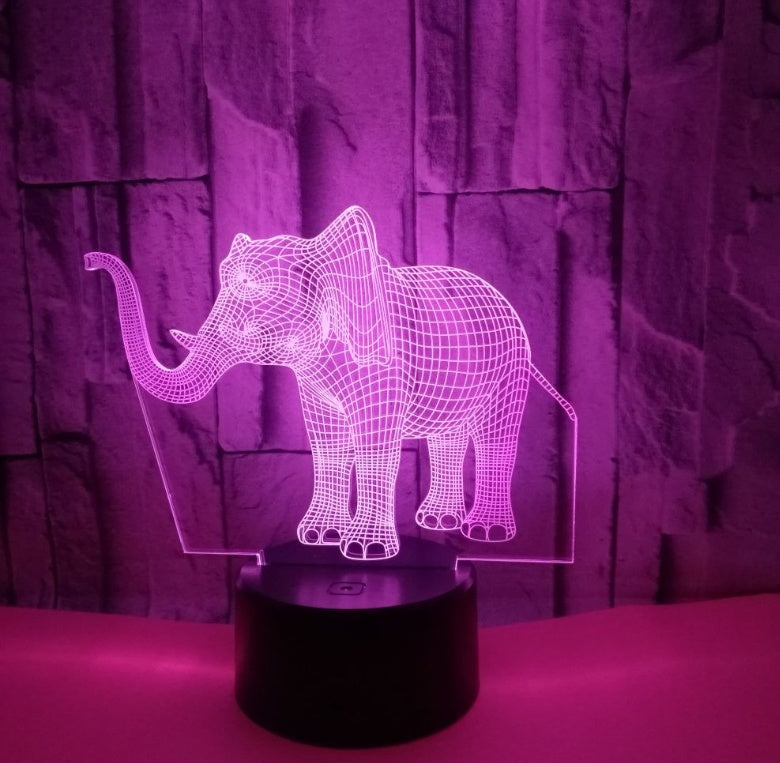 New elephant 3D light Colorful touch 3D LED visual light Gift decoration 3D small table lamp