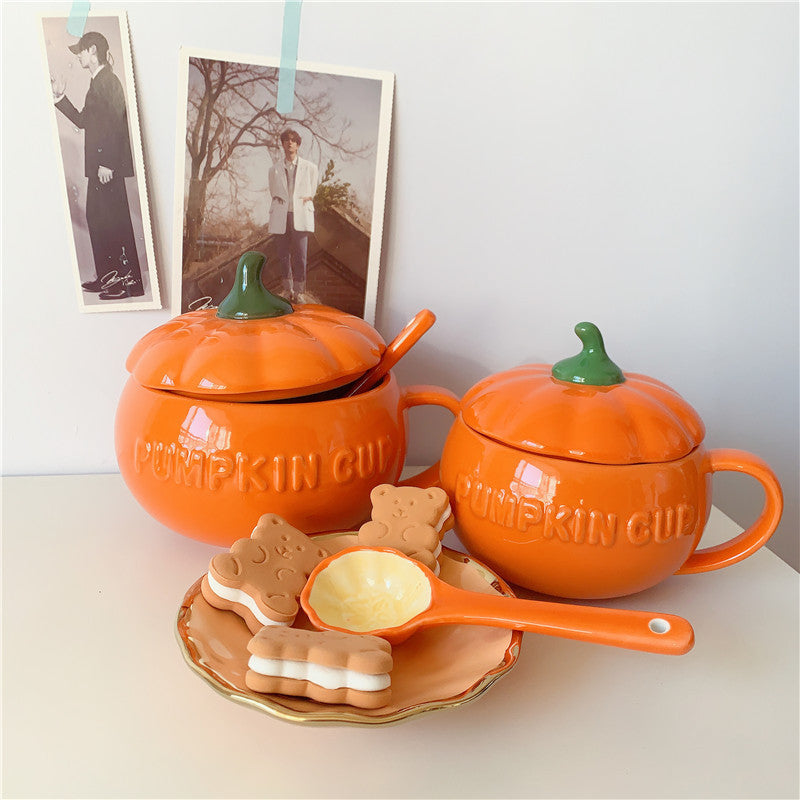 Ceramic Breakfast Couple Pumpkin Cups