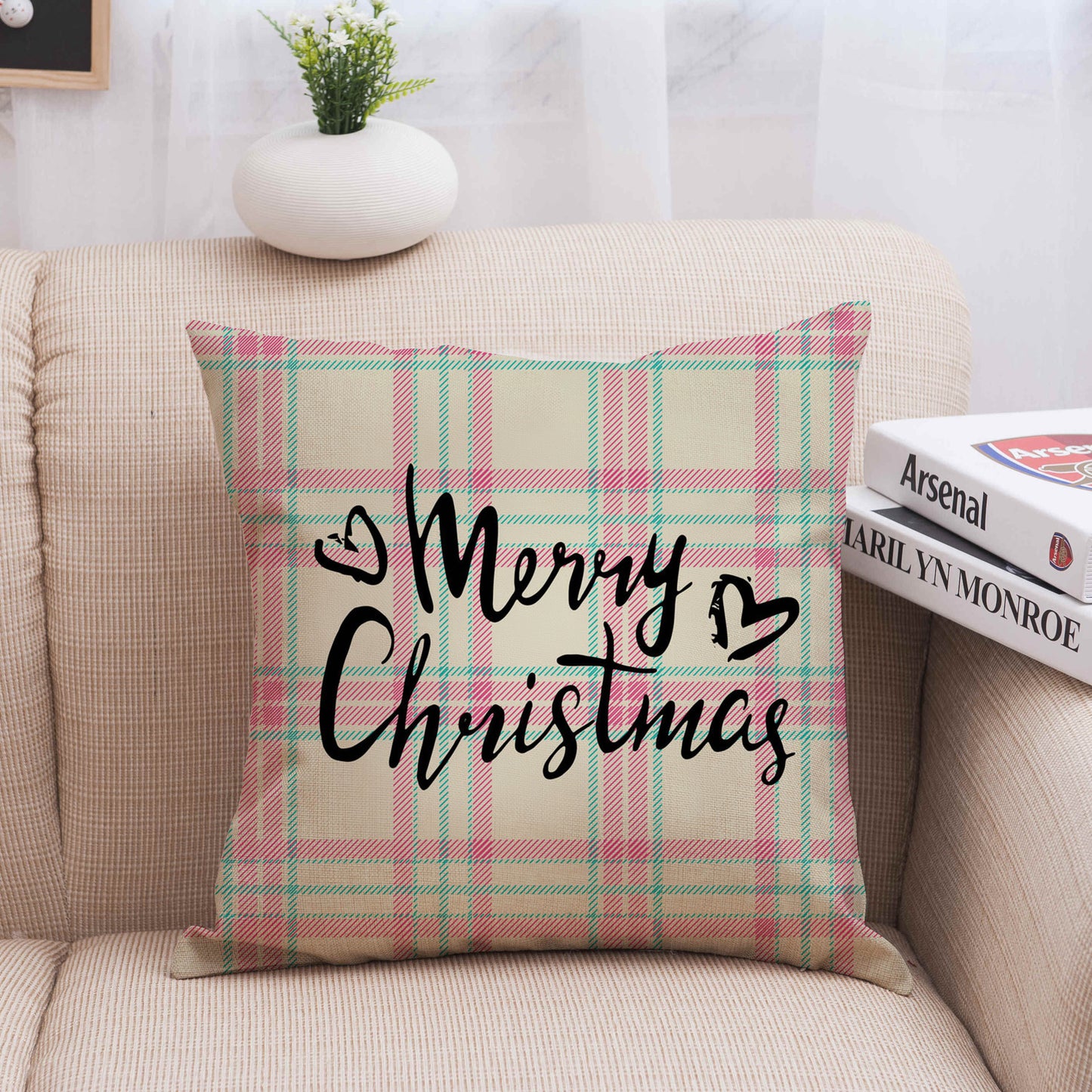 Christmas linen pillowcase