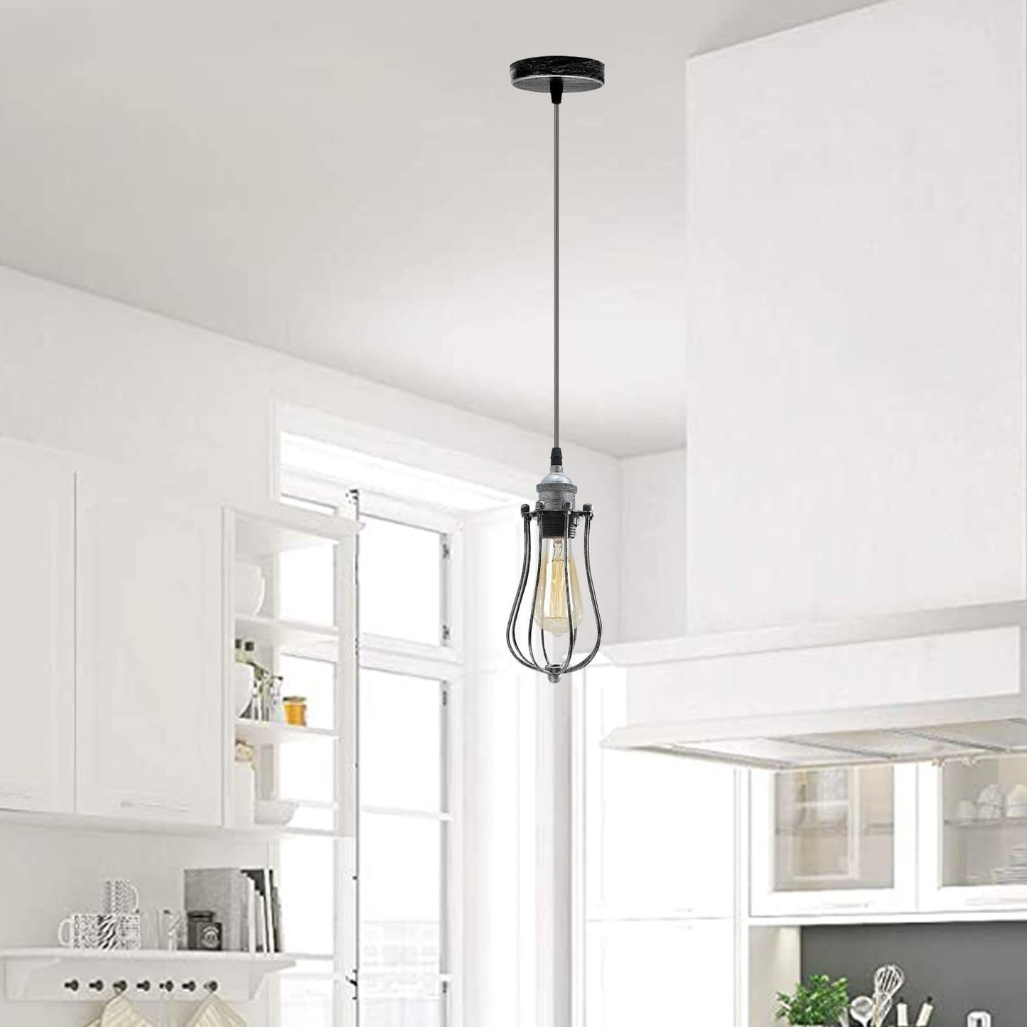 Ceiling Rose Balloon Cage Hanging Pendant Lamp Holder Light Fitting