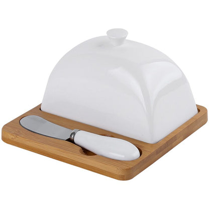 Simple Rectangle Ceramic Butter Dish With Lid Set