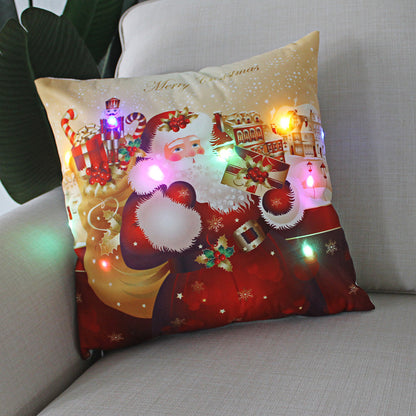 New Lantern Christmas LED Light Super Soft Short Plush Pillowcase